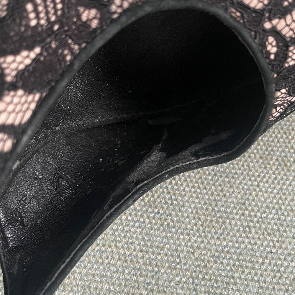 Guess Black Lace Overlay Pink platform Heels vintage - Picture 12 of 12